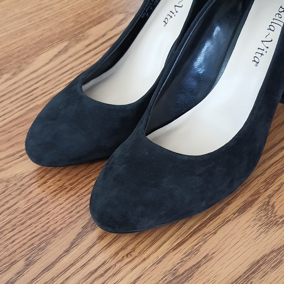 Bella Vita Nara Black Suede Pump Block High Heel Size 8 M - Picture 7 of 12